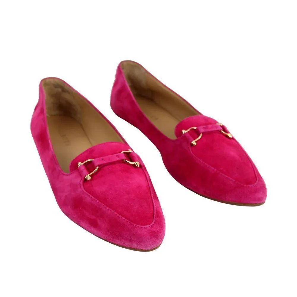 Talbots FUCHSIA GENUINE LEATHER SUEDE LOAFER FLATS POINTED TOE SHOES Sz 8.5
